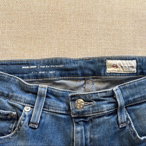 AG Blue Denim Jeans Distressed Mari Crop Slim Straight size 30 - Picture 2 of 11